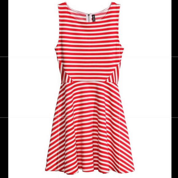 h&m red striped dress